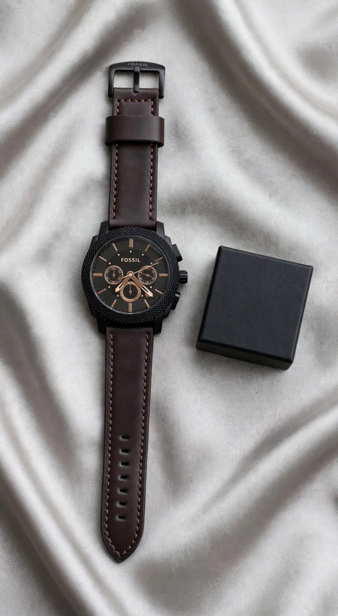 FOSSIL Machine Chronograph - Brown Leather | With Premium Box |🔥