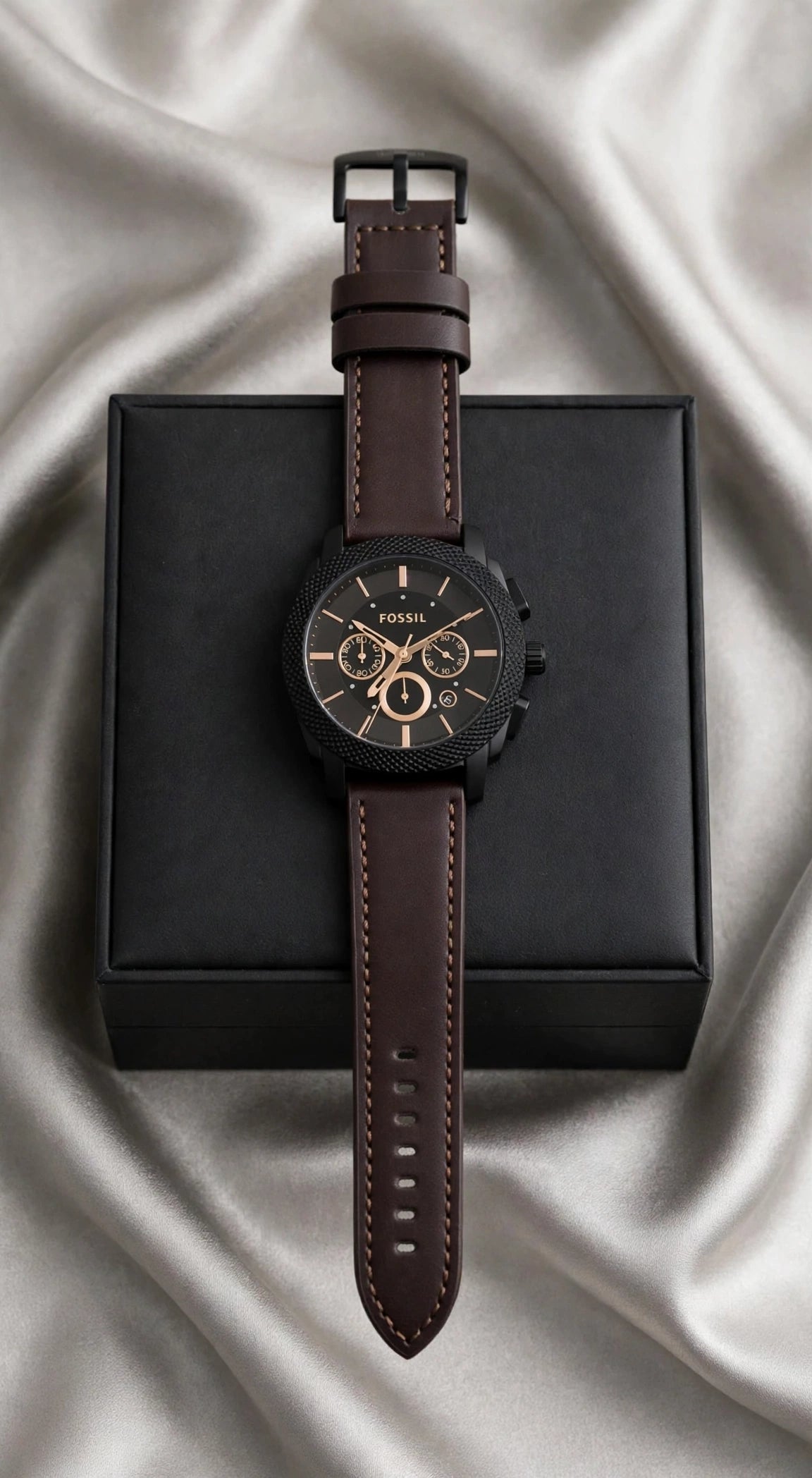 FOSSIL Machine Chronograph - Brown Leather | With Premium Box |🔥